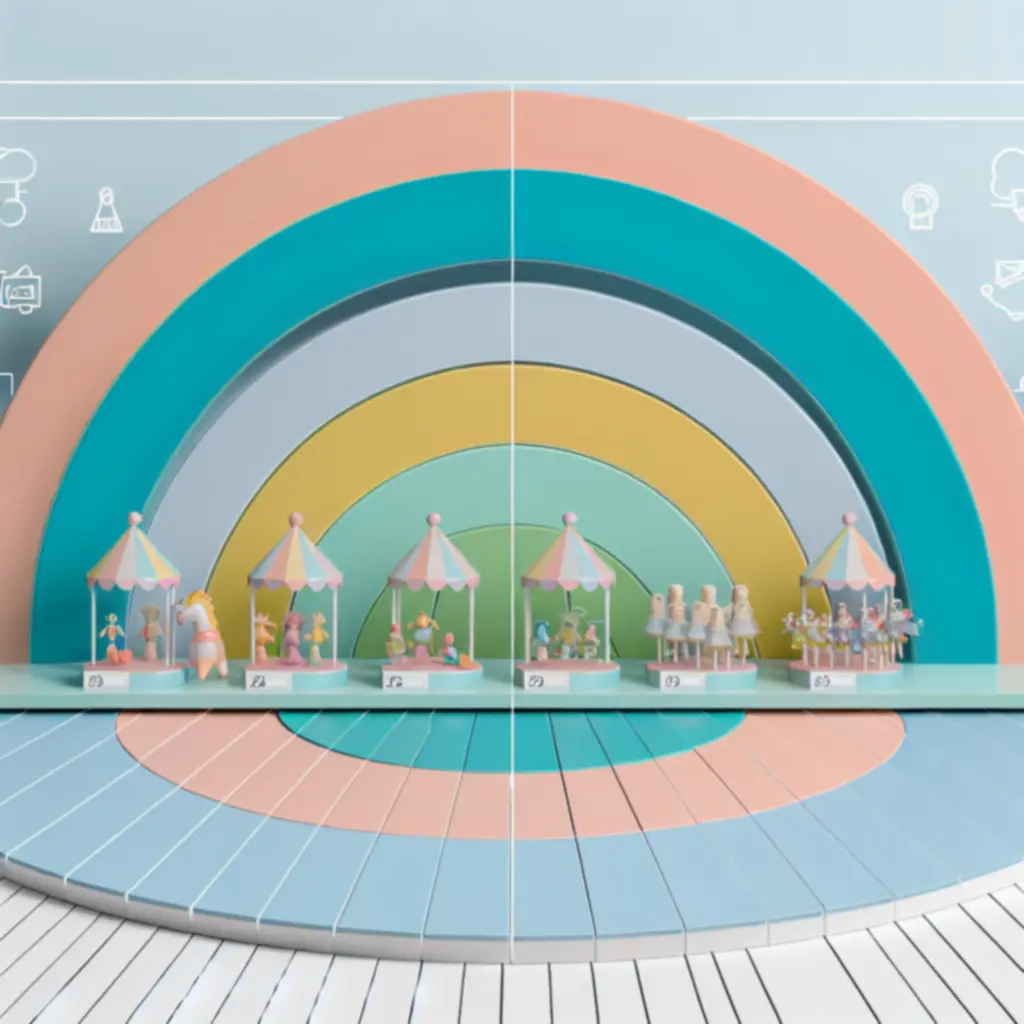 Najpopularniejsze zabawki wyeksponowane w kolorowym układzie