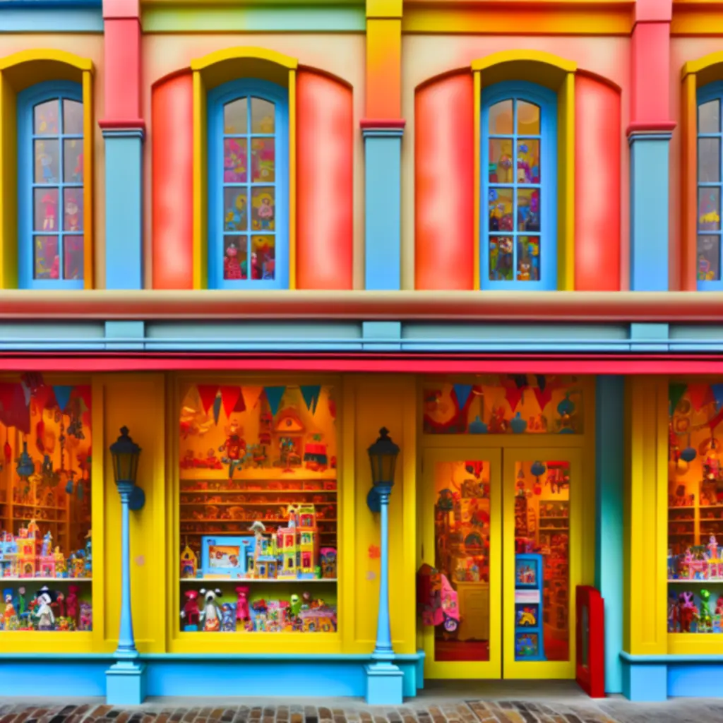 Kolorowy front sklepu z zabawkami symbolizujący rozwój marki ToyHavenKidsPL