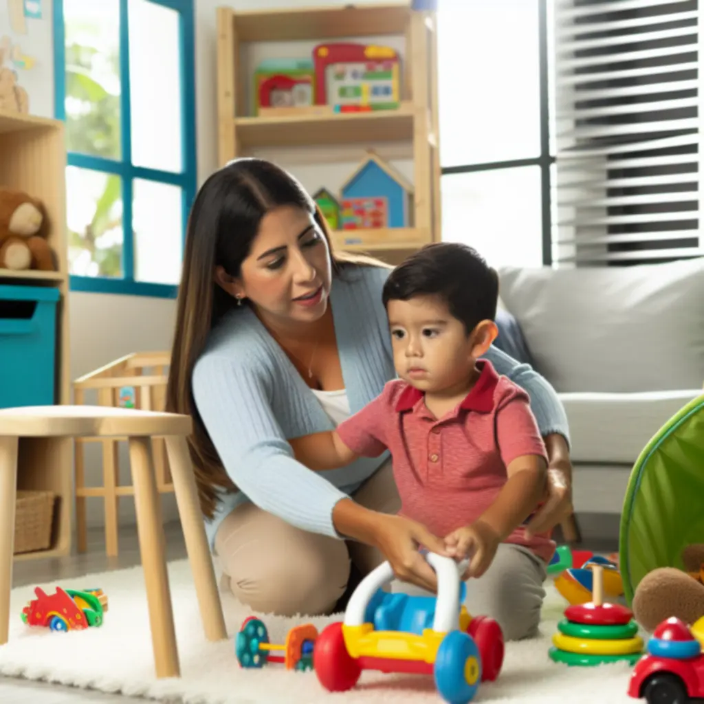 Rodzic bawi się razem z dzieckiem bezpiecznymi zabawkami